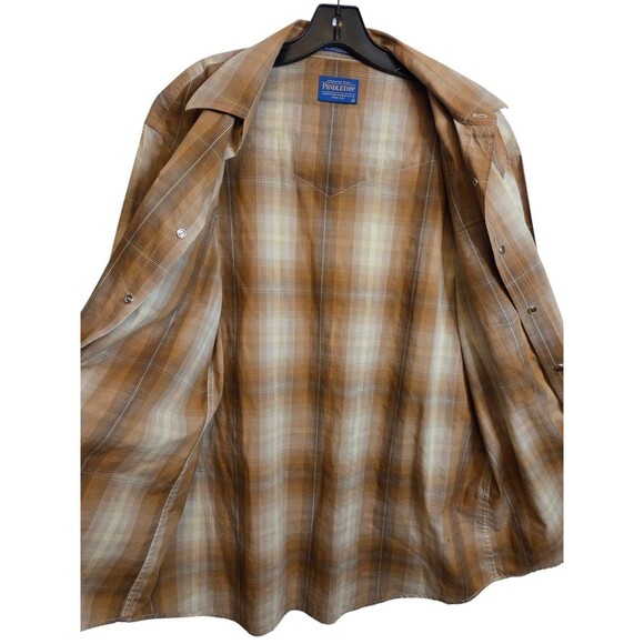 Pendleton Shadow Plaid Pearl Snap Mens Western Style Frontier Shirt XL - Picture 3 of 6
